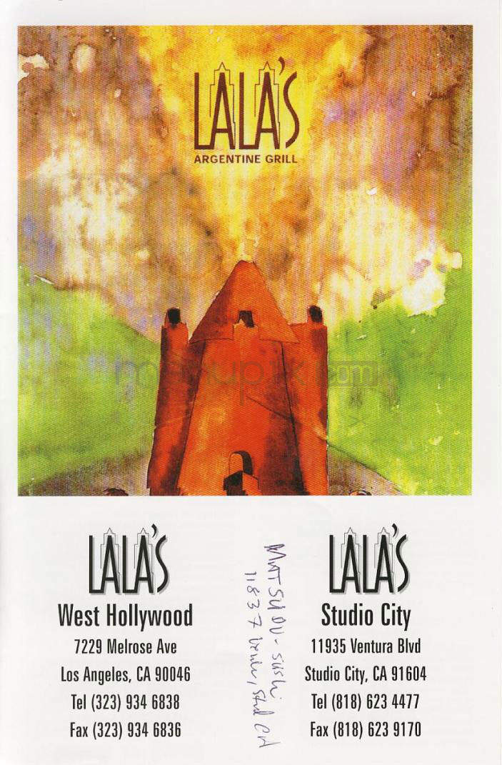 Lala's Argentine Grill - West Hollywood, CA menu_pic