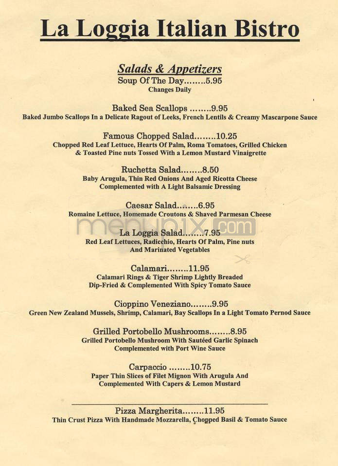 La Loggia Italian Bistro - Studio City, CA menu_pic