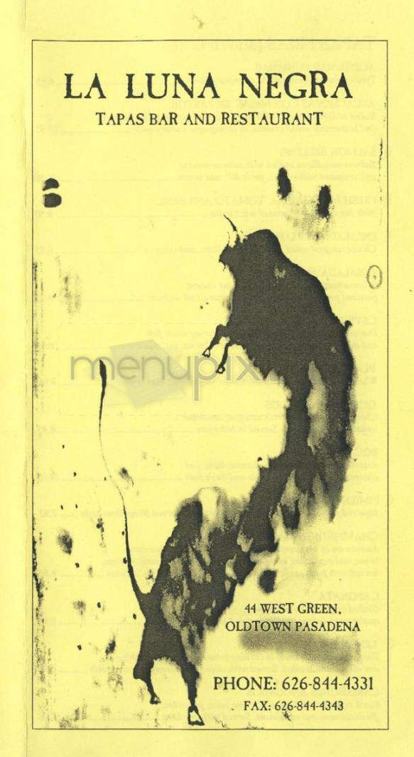 La Luna Negra - Pasadena, CA menu_pic