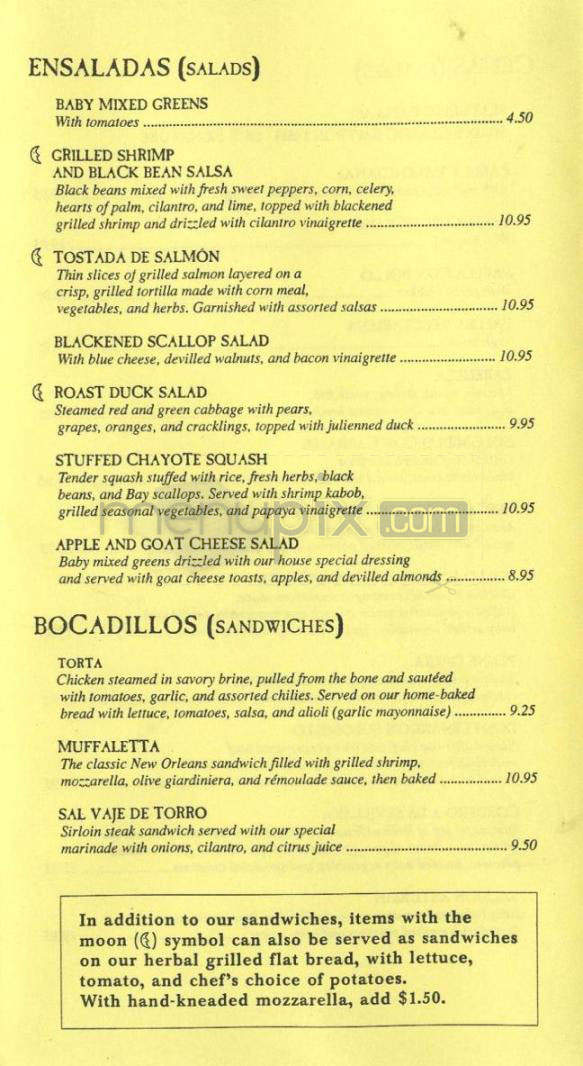 La Luna Negra - Pasadena, CA menu_pic