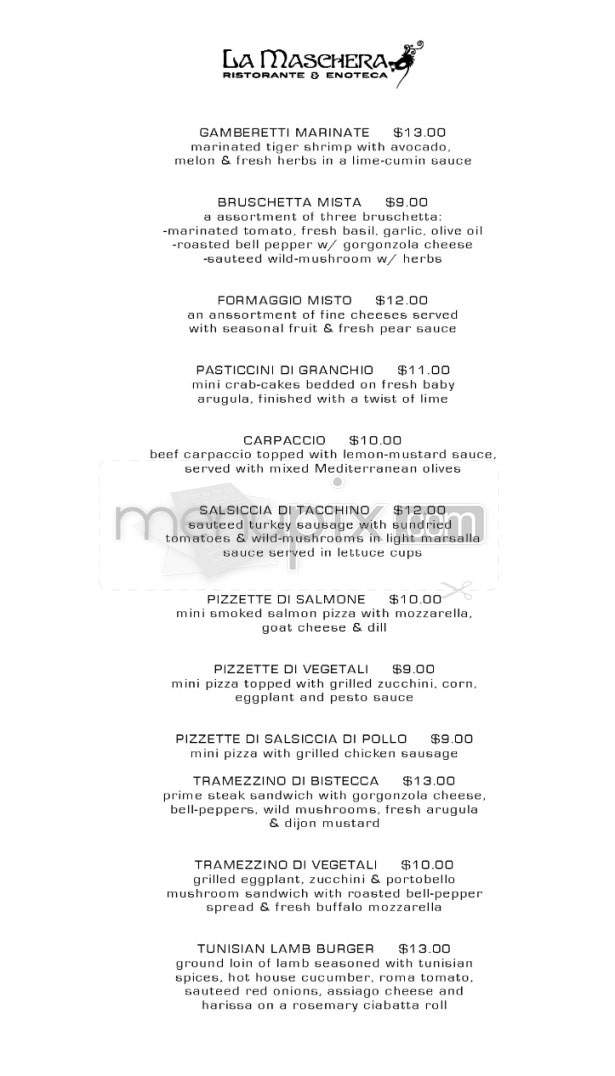 La Maschera Ristorante & Enoteca - Pasadena, CA menu_pic