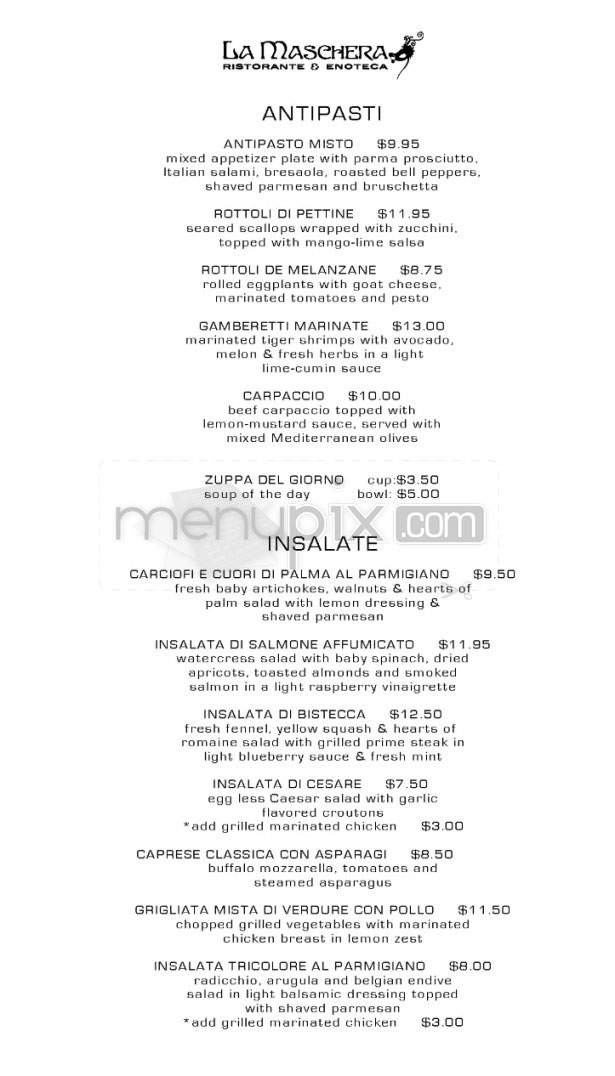 La Maschera Ristorante & Enoteca - Pasadena, CA menu_pic