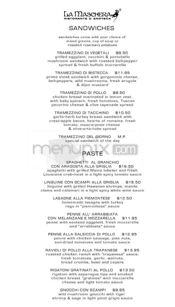 La Maschera Ristorante & Enoteca - Pasadena, CA menu_pic