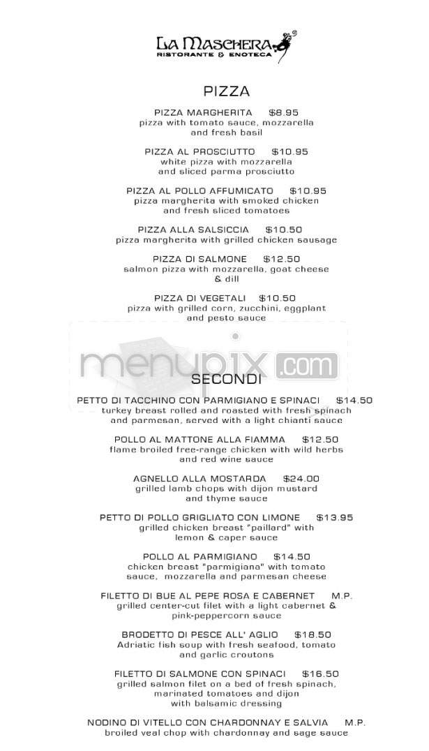 La Maschera Ristorante & Enoteca - Pasadena, CA menu_pic