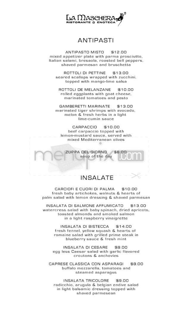 La Maschera Ristorante & Enoteca - Pasadena, CA menu_pic