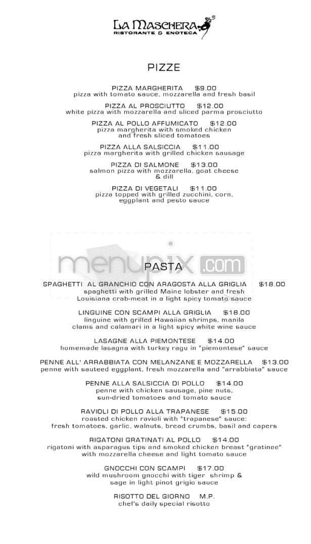La Maschera Ristorante & Enoteca - Pasadena, CA menu_pic