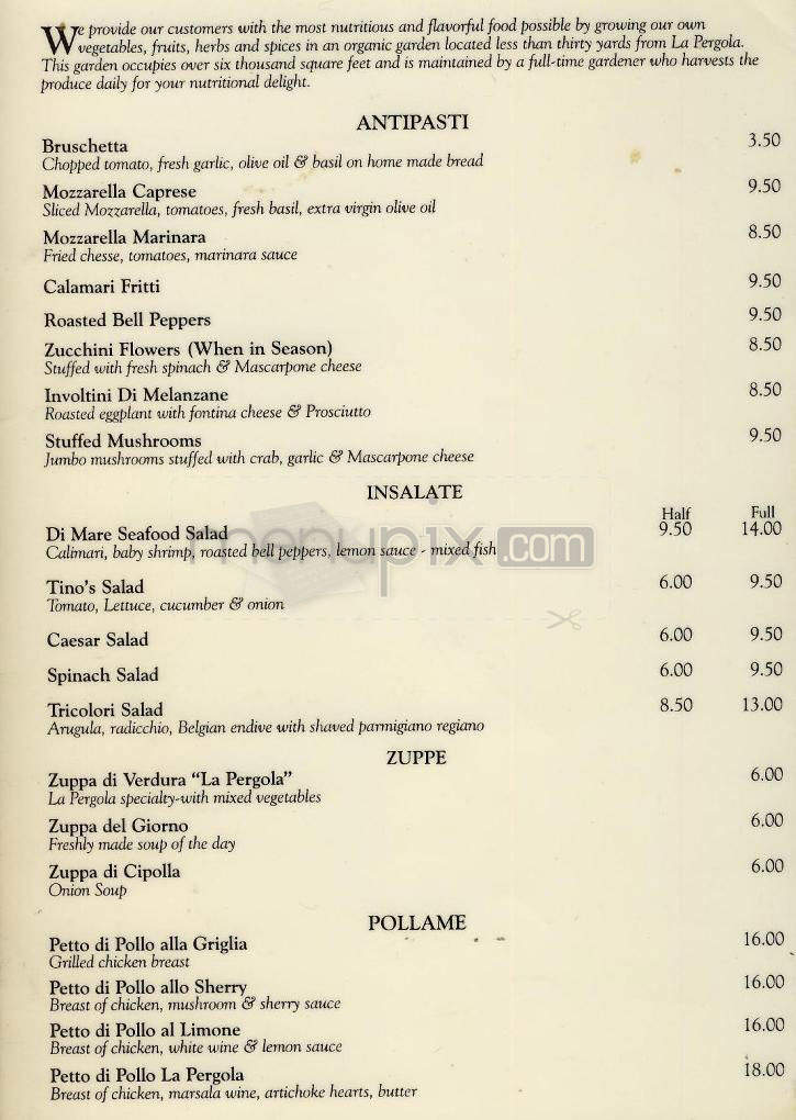 La Pergola - Sherman Oaks, CA menu_pic