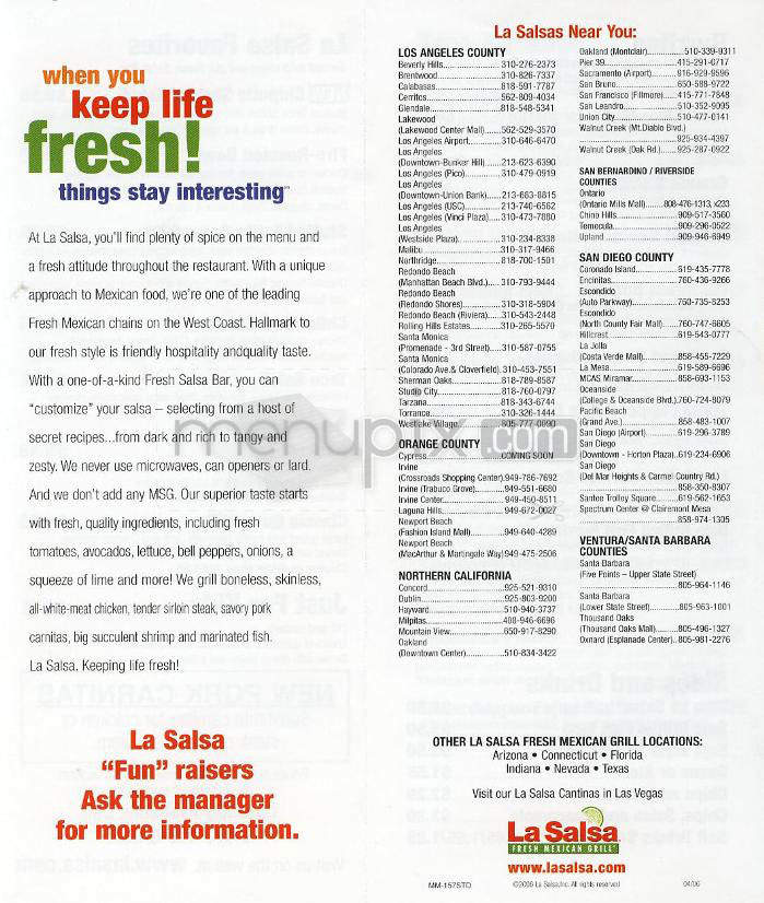 La Salsa - Northridge, CA menu_pic