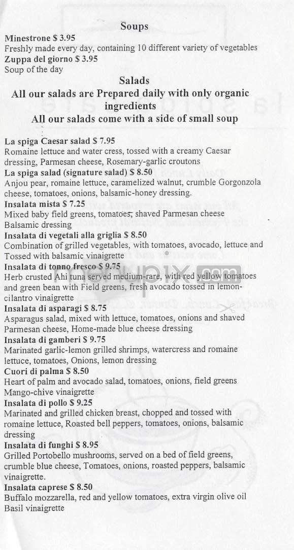 La Spiga Cafe - Los Angeles, CA menu_pic