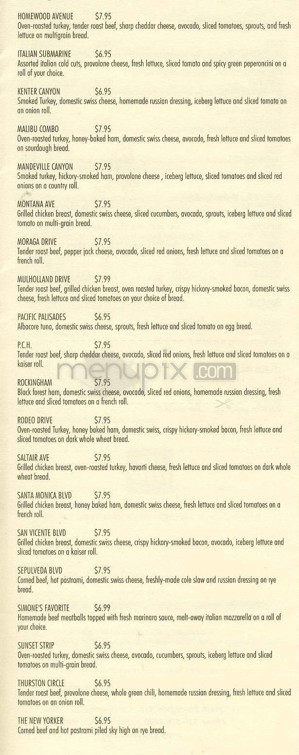 La Strada - Los Angeles, CA menu_pic