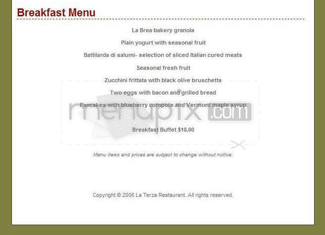 La Terza - Los Angeles, CA menu_pic