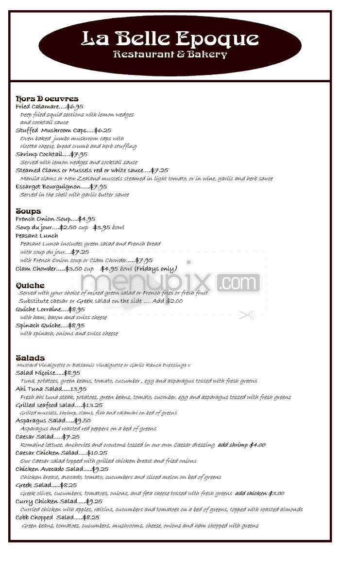 La Belle Epoque - Los Angeles, CA menu_pic
