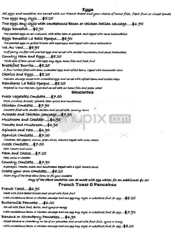 La Belle Epoque - Los Angeles, CA menu_pic