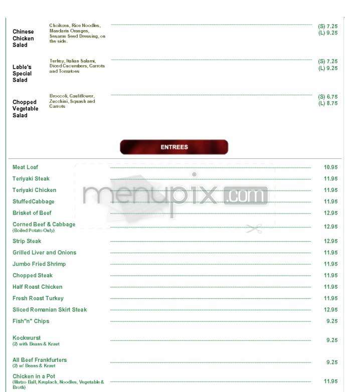 Label's Table Deli - Woodland Hills, CA menu_pic