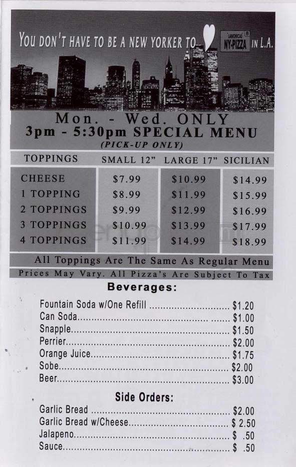 Lamonica's - Los Angeles, CA menu_pic