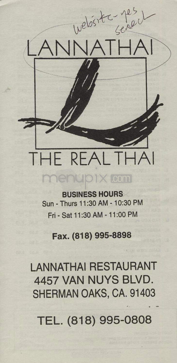 Lannathai - Sherman Oaks, CA menu_pic