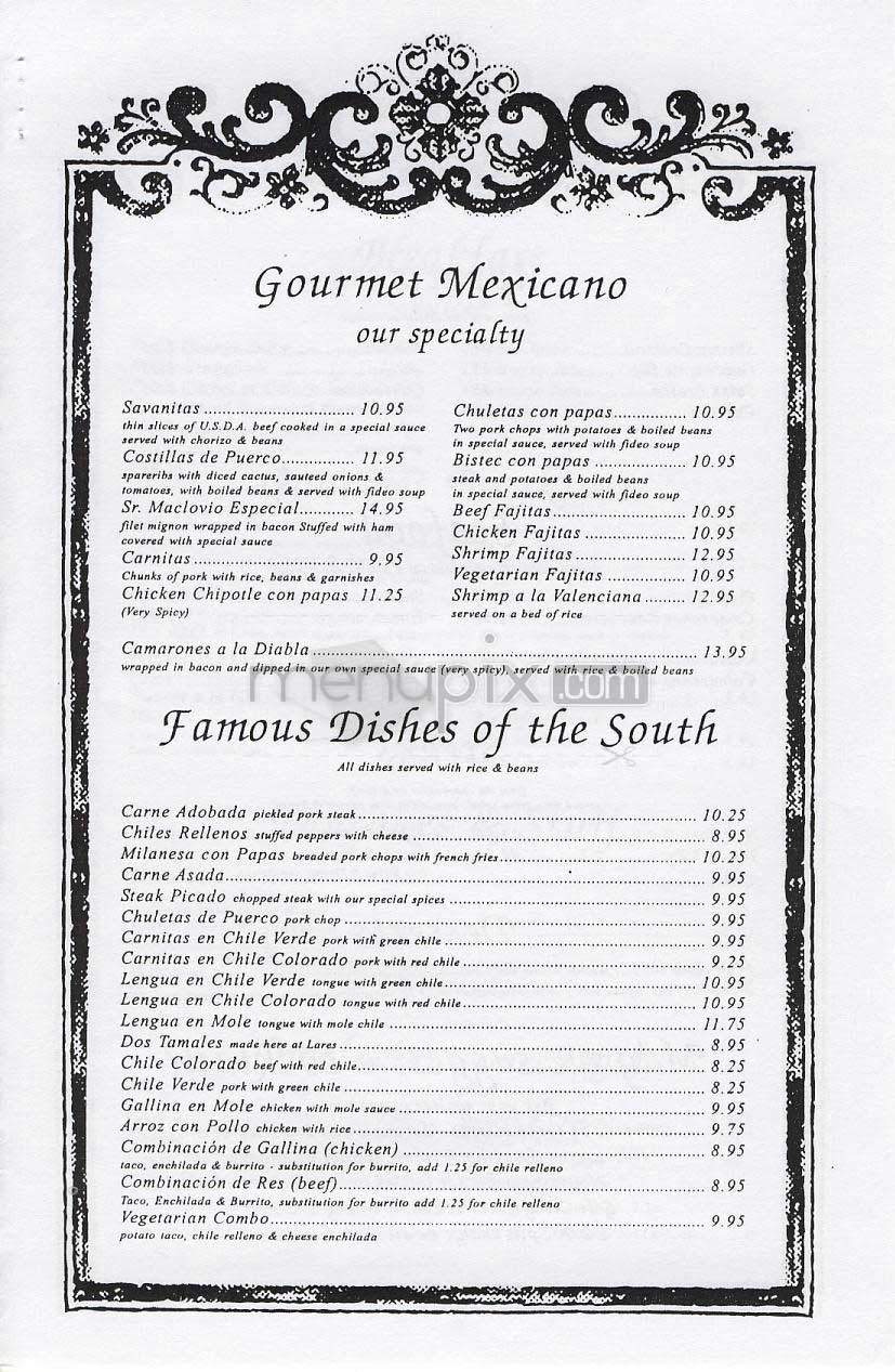 Lares - Santa Monica, CA menu_pic