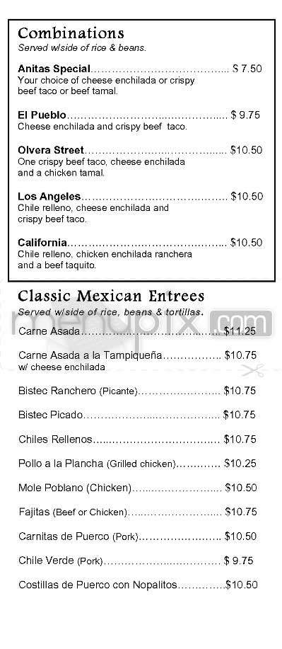 Las Anitas - Los Angeles, CA menu_pic