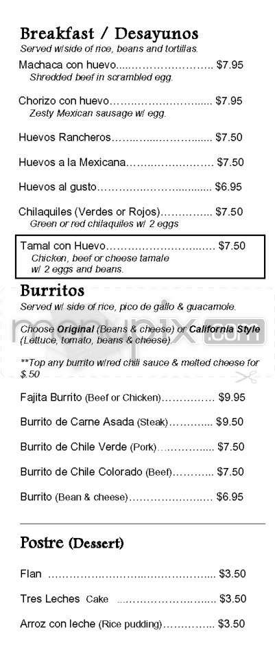 Las Anitas - Los Angeles, CA menu_pic
