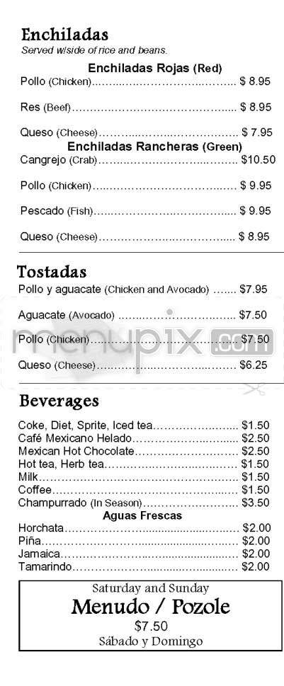 Las Anitas - Los Angeles, CA menu_pic
