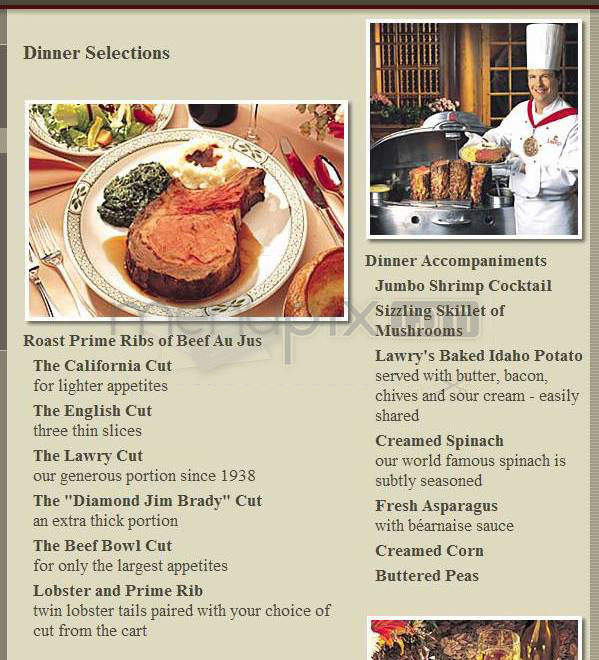 Lawry's Prime Rib - Beverly Hills, CA menu_pic