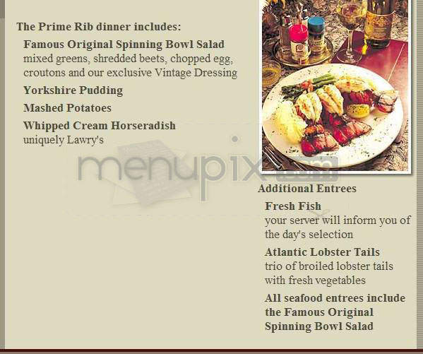 Lawry's Prime Rib - Beverly Hills, CA menu_pic