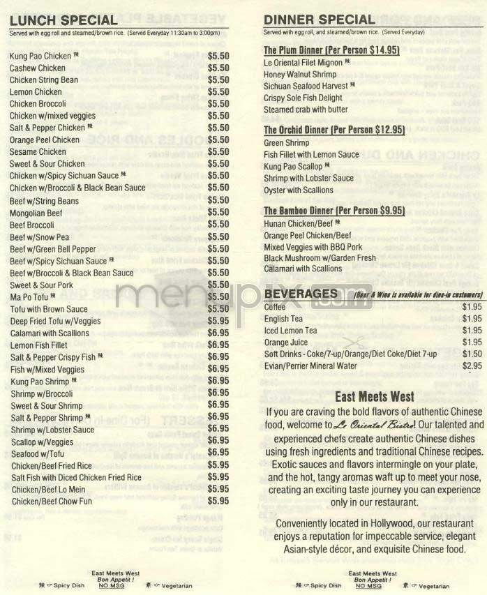 Le Oriental Bistro - Los Angeles, CA menu_pic