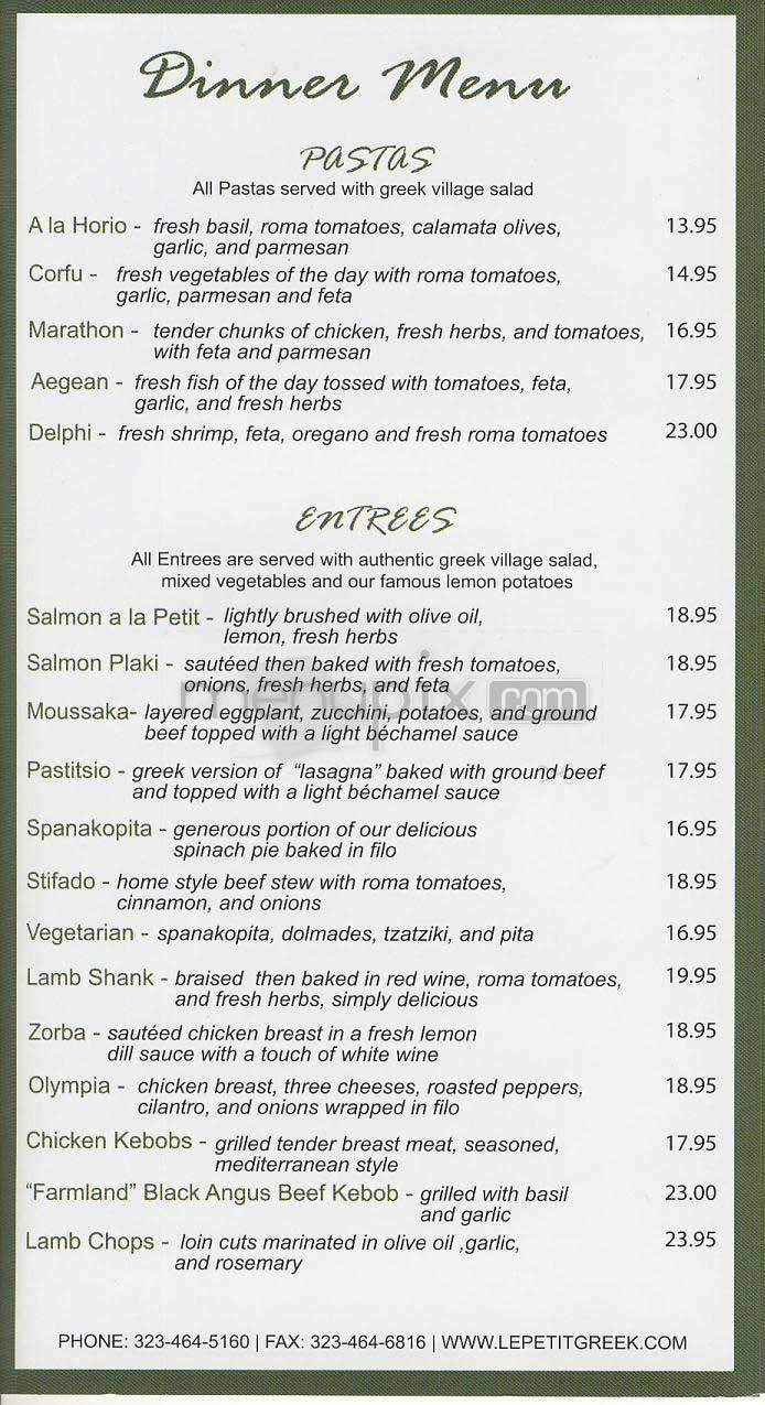 Le Petit Greek - Los Angeles, CA menu_pic