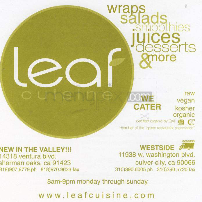 Leaf Cusine - Sherman Oaks, CA menu_pic