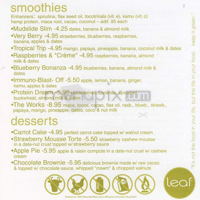 Leaf Cusine - Sherman Oaks, CA menu_pic