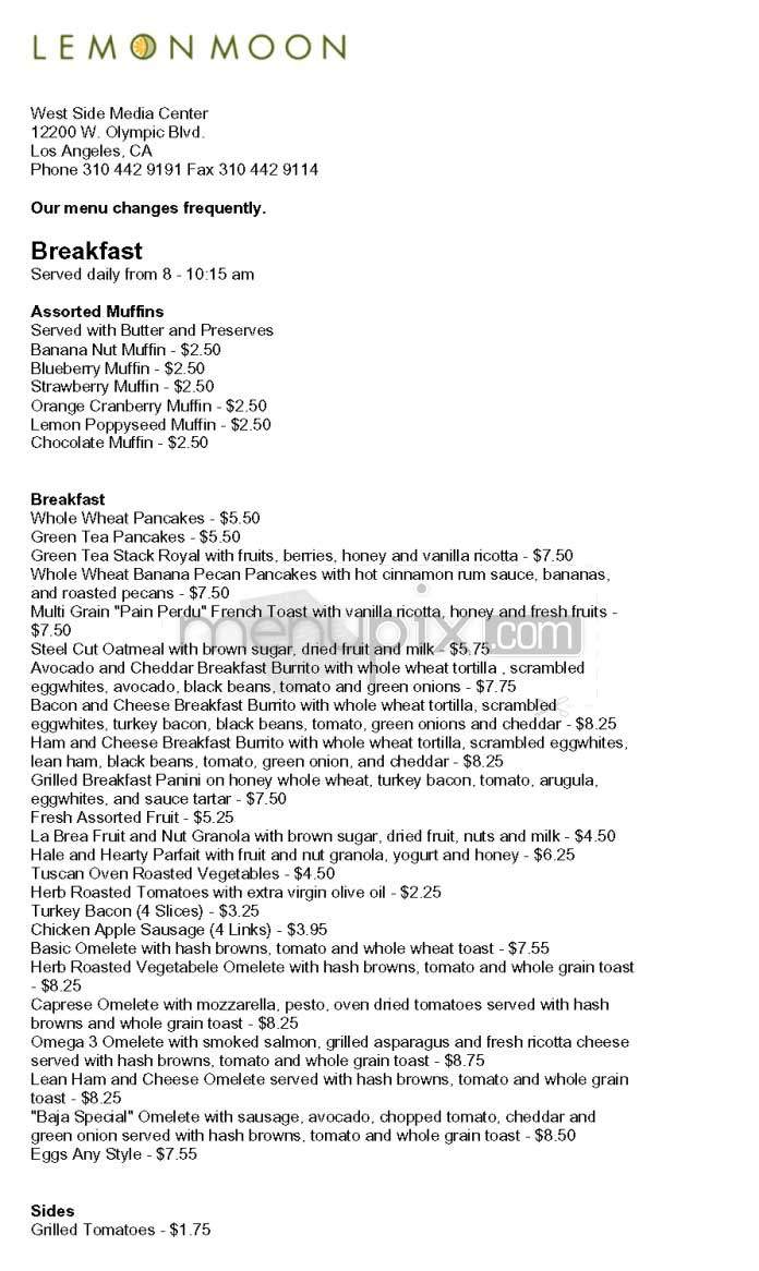 Lemon Moon - Los Angeles, CA menu_pic