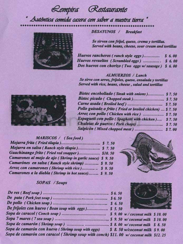 Lempira - Los Angeles, CA menu_pic