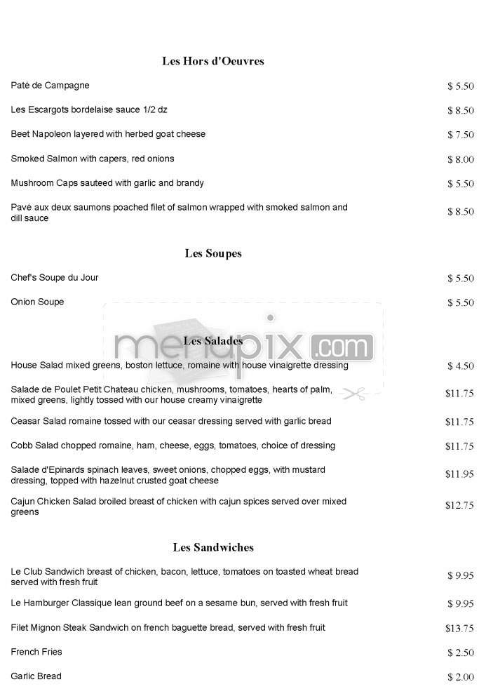 Le Petit Chateau - North Hollywood, CA menu_pic