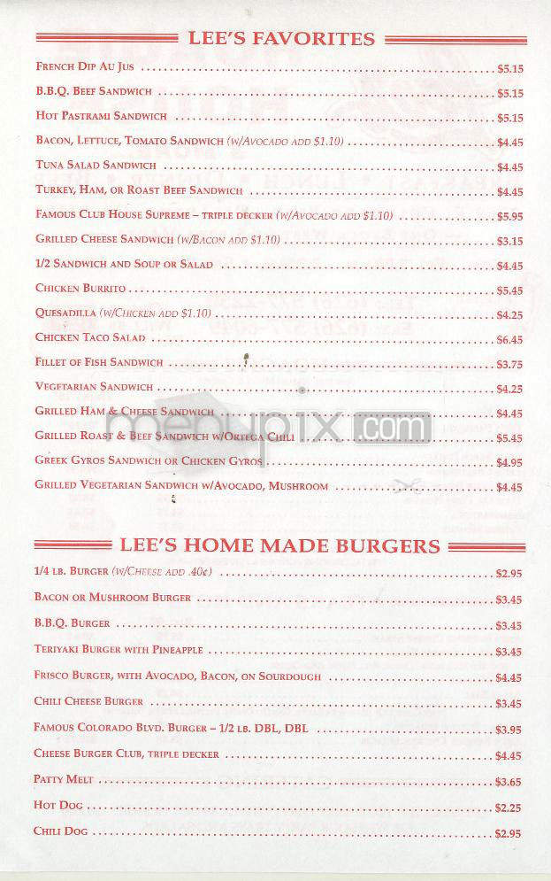 Lee's Hoagie House - Pasadena, CA menu_pic