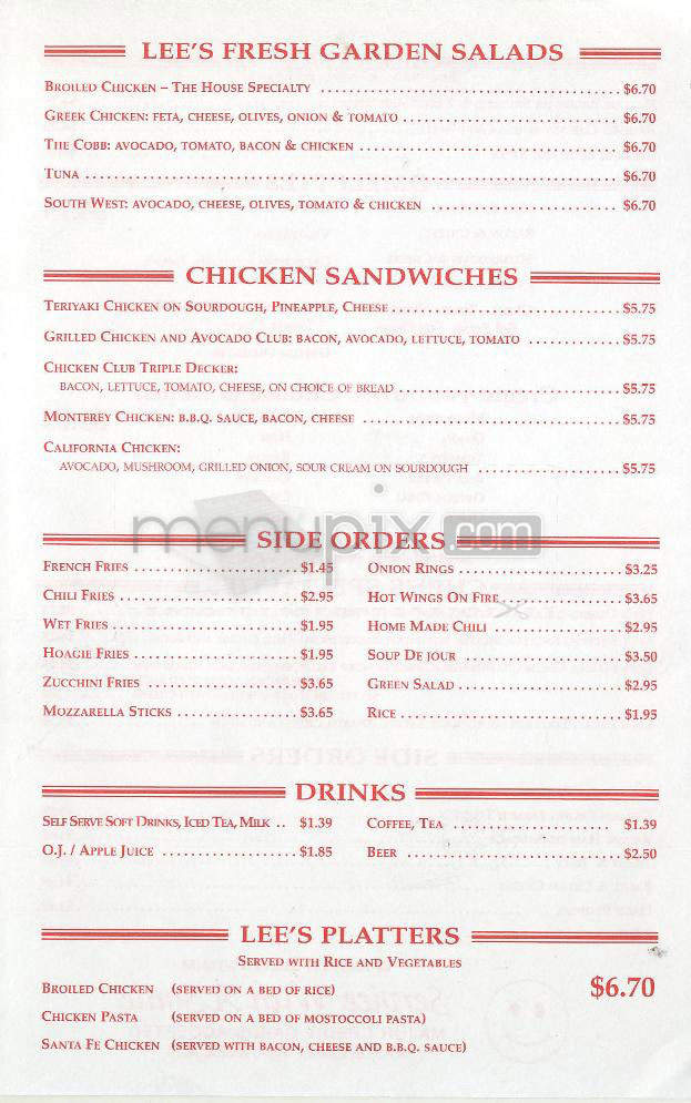 Lee's Hoagie House - Pasadena, CA menu_pic