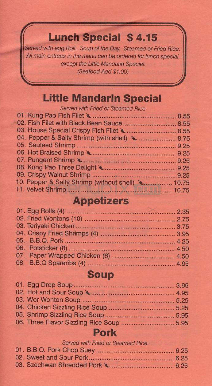Little Mandarin - North Hollywood, CA menu_pic