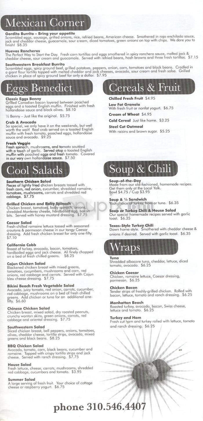 The Local Yolk - Manhattan Beach, CA menu_pic
