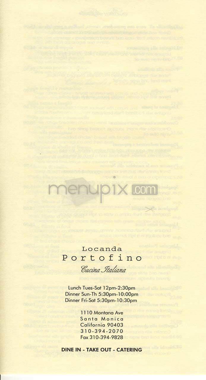 Locanda Portofino - Santa Monica, CA menu_pic