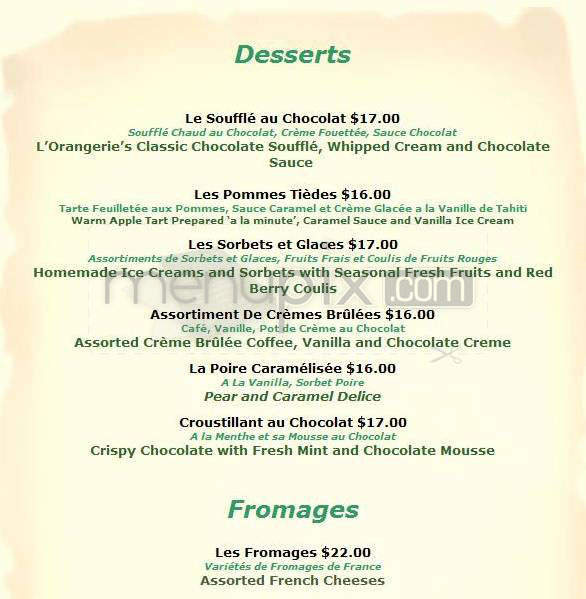 L'Orangerie - West Hollywood, CA menu_pic