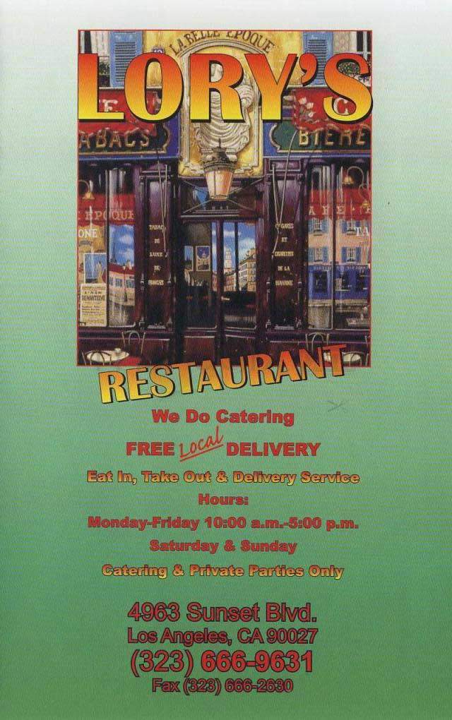 Lory's - Los Angeles, CA menu_pic