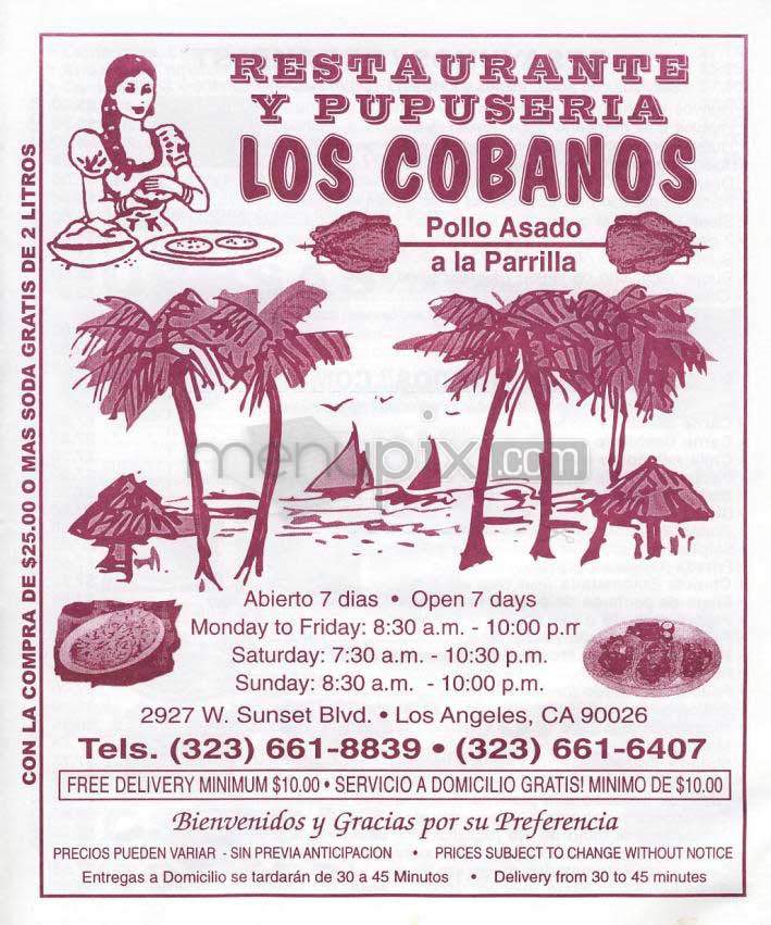 Los Cobanos - Los Angeles, CA menu_pic