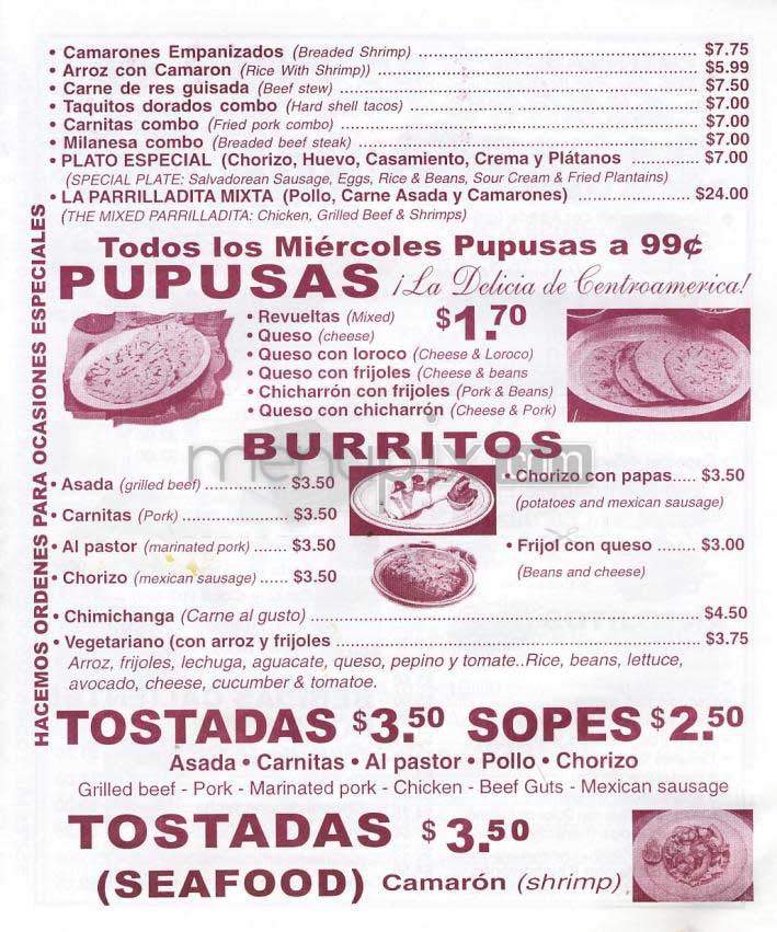 Los Cobanos - Los Angeles, CA menu_pic