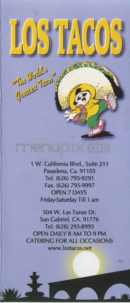 Los Tacos - Pasadena, CA menu_pic