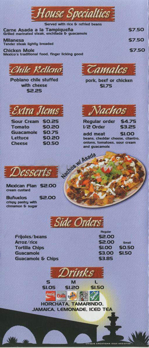 Los Tacos - Pasadena, CA menu_pic