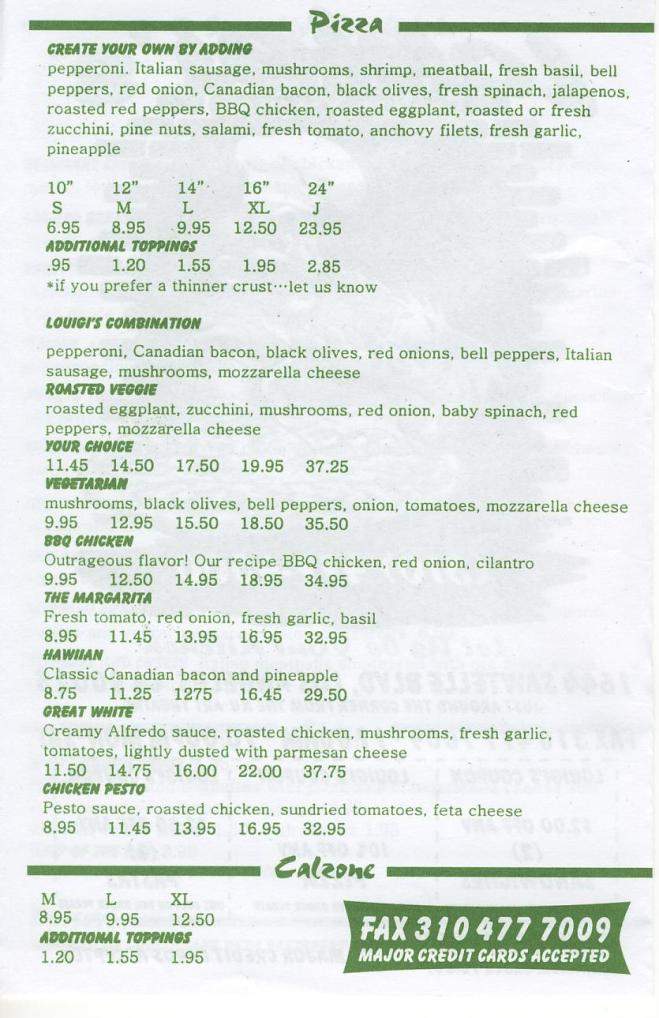 Louigi's Italian Kitchen - Los Angeles, CA menu_pic