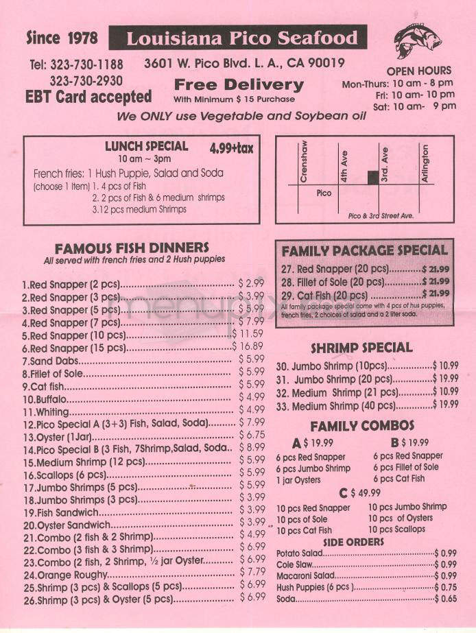 Louisiana Pico Seafood - Los Angeles, CA menu_pic
