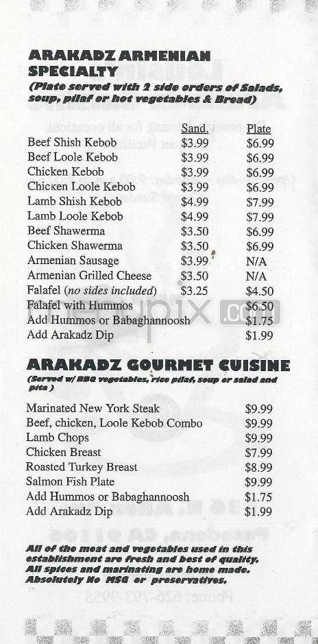 Lousin's Arakadz Cuisine - Pasadena, CA menu_pic
