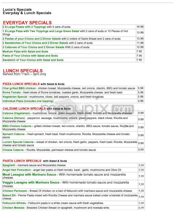 Lucia's Pizza - Los Angeles, CA menu_pic