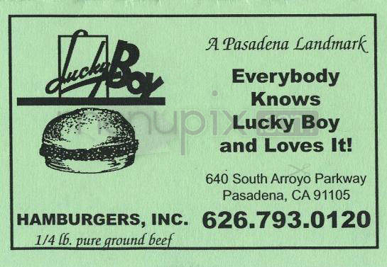 Lucky Boy Drive-In Restaurant - Pasadena, CA menu_pic