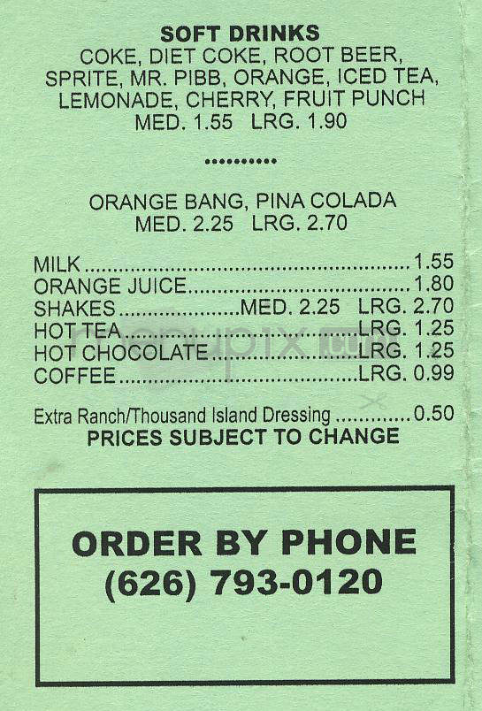 Lucky Boy Drive-In Restaurant - Pasadena, CA menu_pic